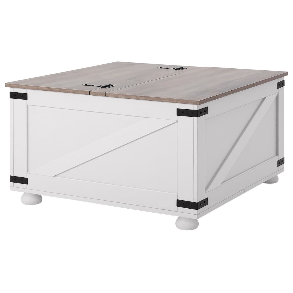 31.5" Hinged Lift Top Coffee Square Table with Storage Compartment Ideal for Everyday Use - 31.5” x 31.5” x 18.3”
