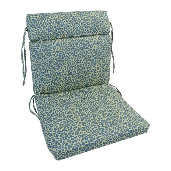 slide 1 of 1, 18-inch by 38-inch Three-section Outdoor Seat/Back Chair Cushion Little Green Leopard