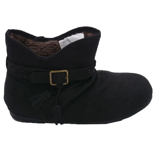 Black Suede Faux Fur Lining Ankle Boots 