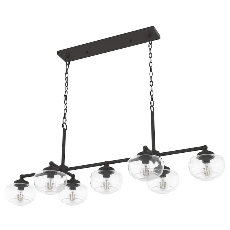 Hunter Saddle Creek Linear Chandelier, Clear Glass, Dining Room Table, Kitchen Island