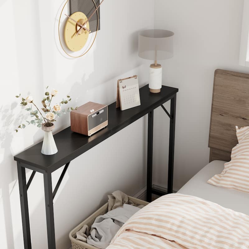 5.9" Narrow Sofa Table, Skinny Console Table with Storage