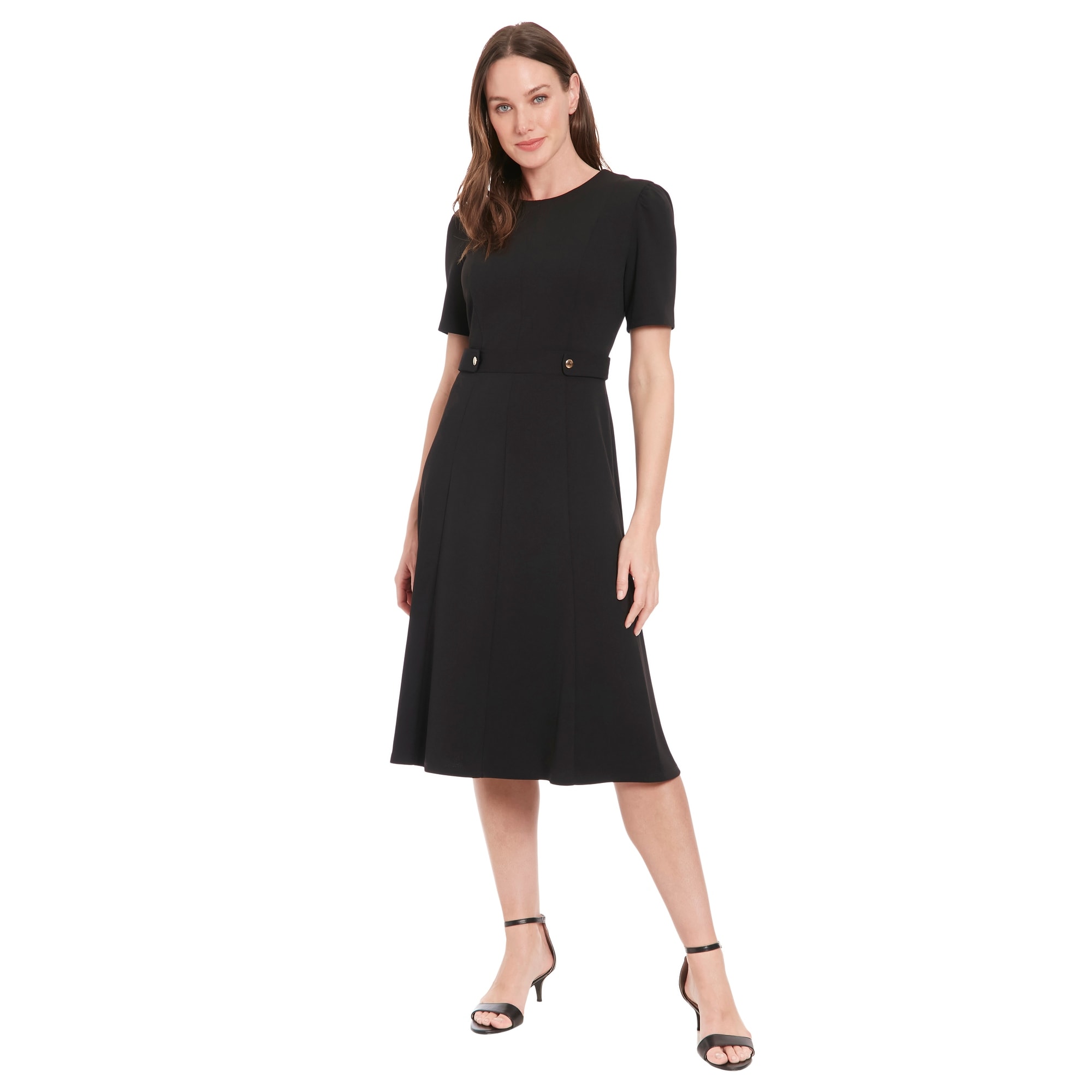London Times Women's Short Sleeve A-Line Dress