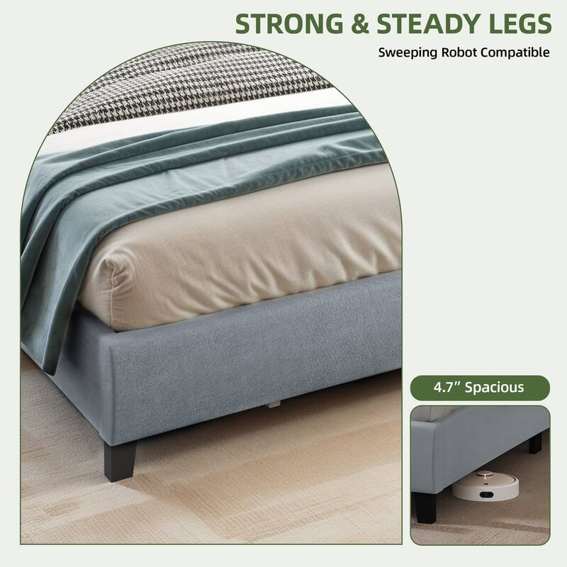 Moasis Upholstered Tufted Bed Frame with Adjustable Height Headboard