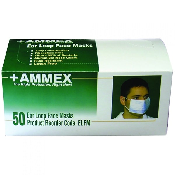 AMMEX ELFM Ear Loop Face Masks (Box of 50 masks)
