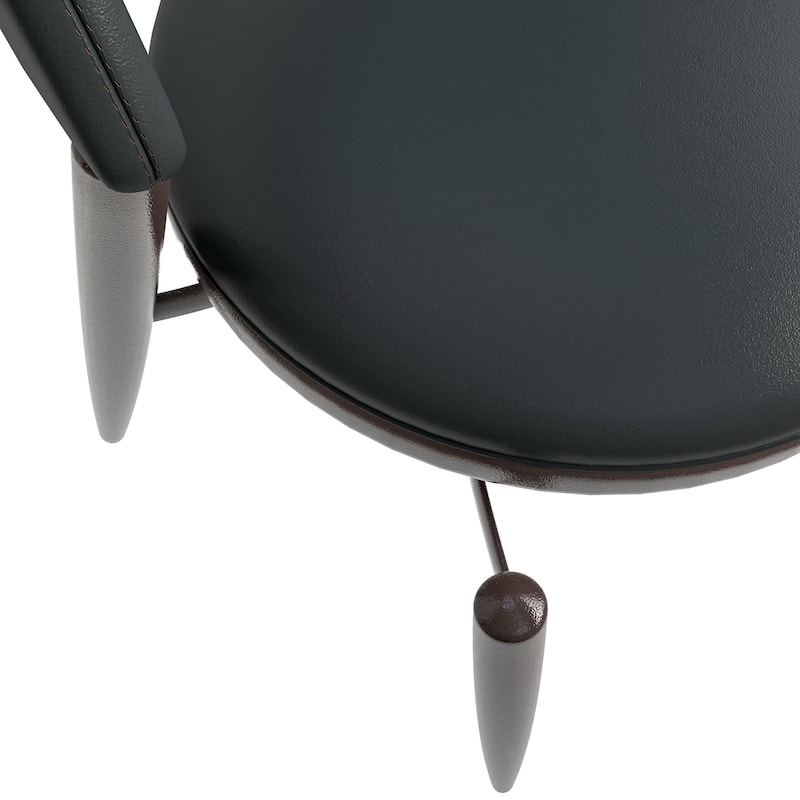 Venice Upholstered Leather Dining Chair (Set of 4) Open Back Accent Side Chair with Iron Legs
