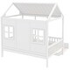 preview thumbnail 8 of 8, Full Size Wooden House Bed Daybed With Twin Trundle,Roof,Windows,White