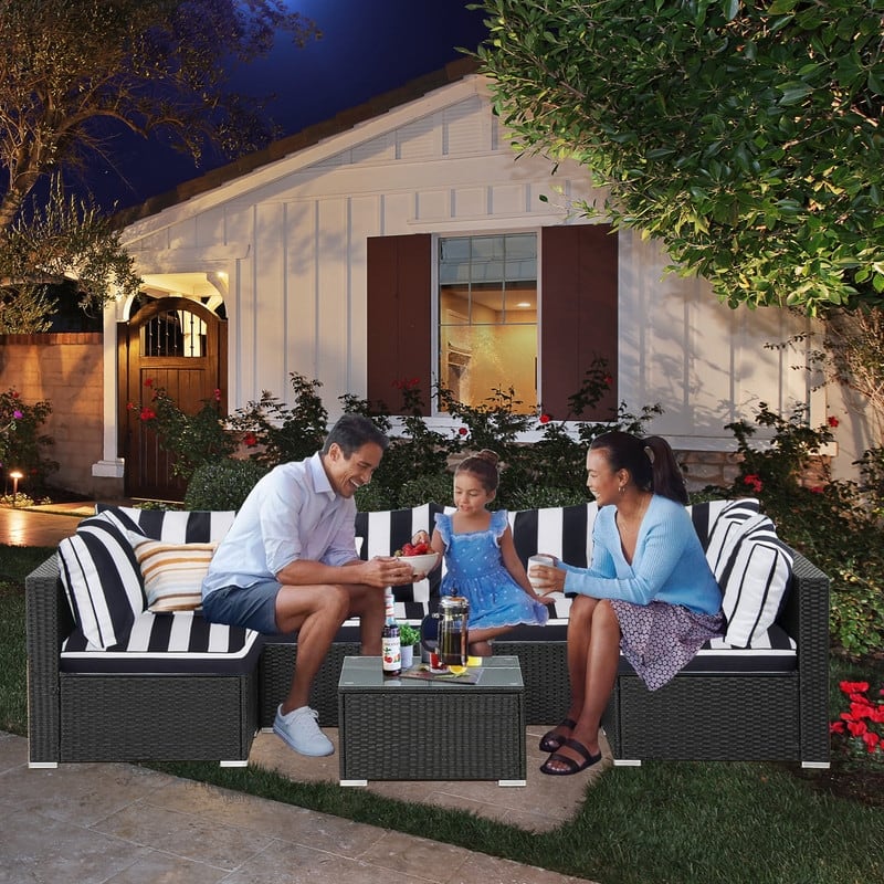 14pcs Outdoor Couch Cushions,4" Waterproof Sectional Rattan Conversation Set Cushions(Only Cushions+Covers,No Sofa) - 14PCS