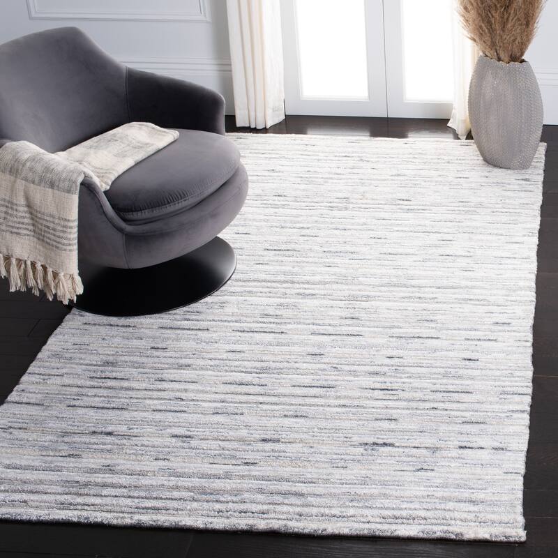 SAFAVIEH Hand-Knotted Elements Fleurette Silk Rug - 9' x 12' - Blue/Ivory