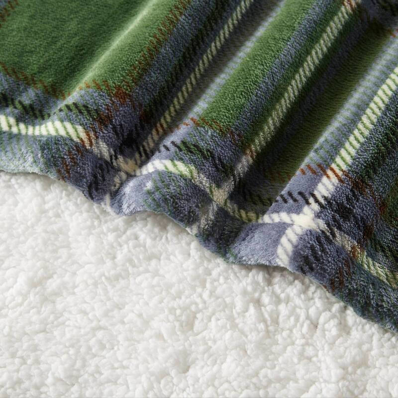 Woolrich Print Plush to Sherpa Heated Throw