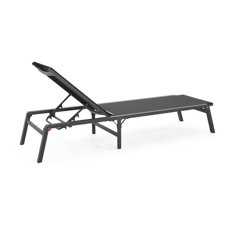 Outdoor aluminum frame mesh chaise lounge chair Set of 2