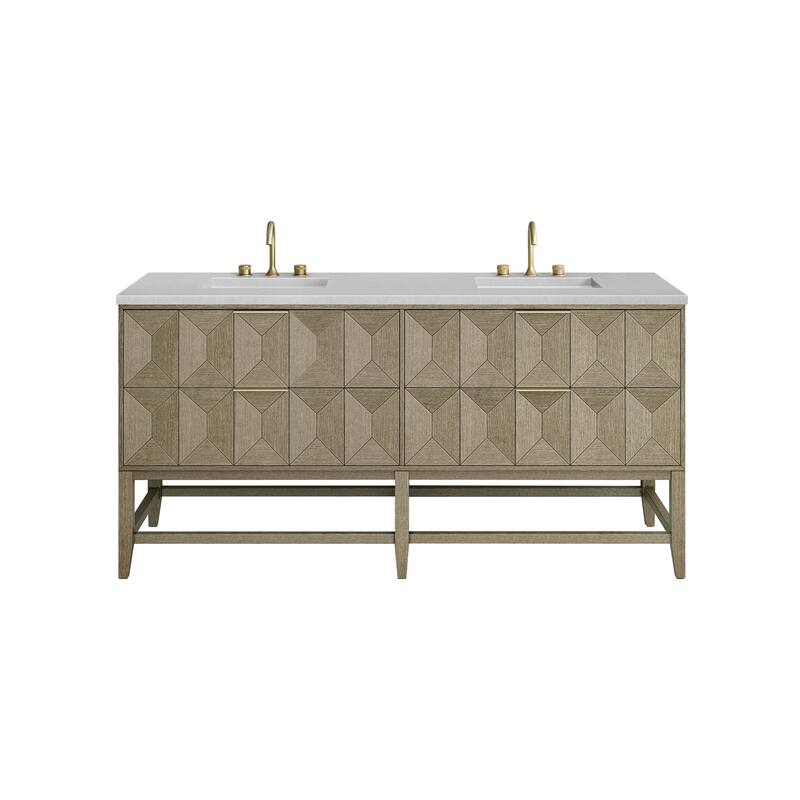 James Martin Vanities Emmeline 72" Double Vanity, Pebble Oak