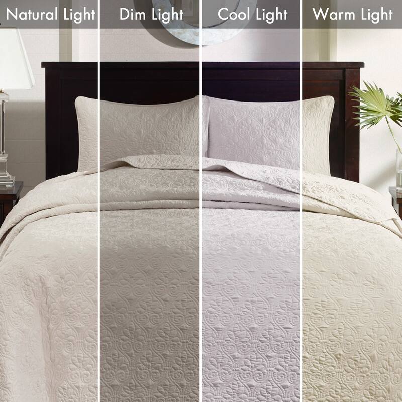 Madison Park Mansfield Reversible Oversized 3-piece Solid Texture Bedspread Quilt Set with Matching Shams