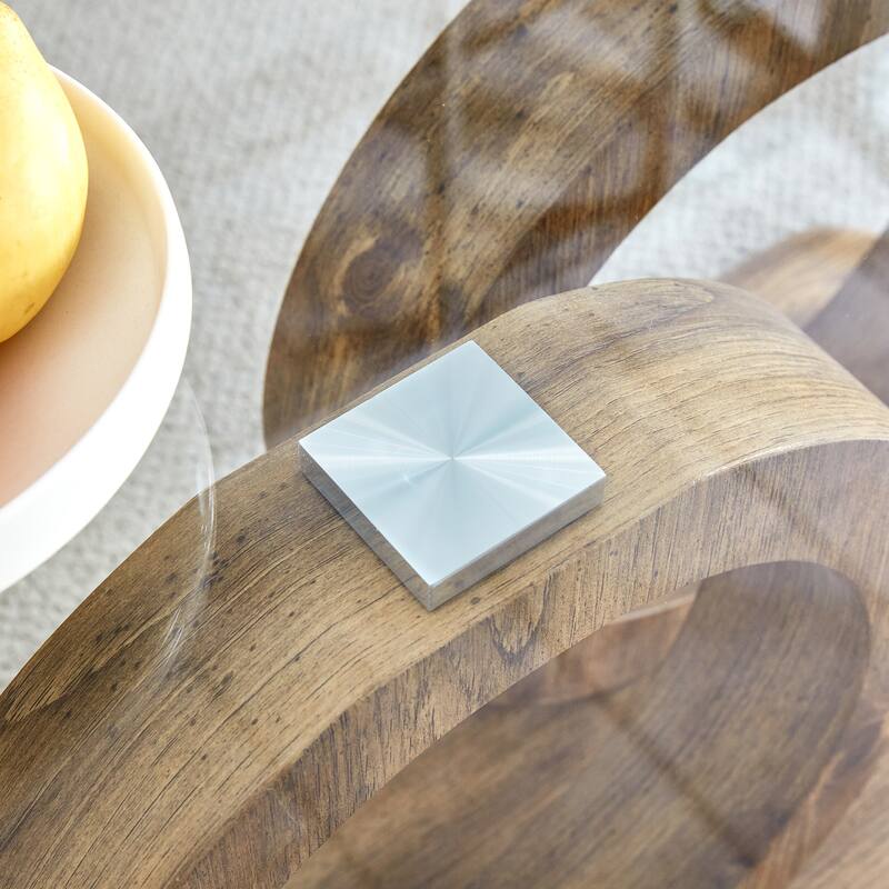 25.59" MDF Coffee Table with Circular Base & Clear Top