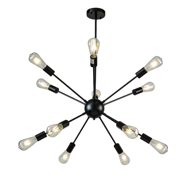 12-Lights Interior Modern Sputnik Sphere Chandelier Indoor Lighting - Matt Black