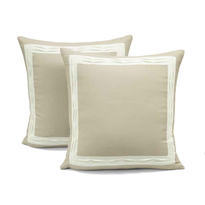 Lush Decor Mia Solid Pleated Color Block With Euro Shams Comforter 5 Piece Set
