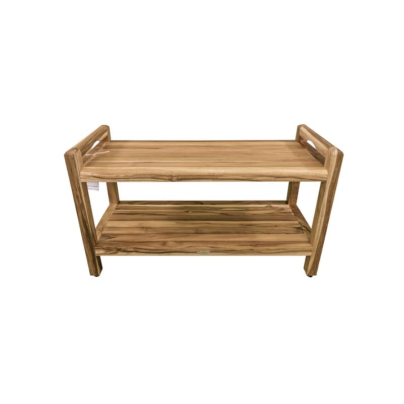 EcoDecors Eleganto EarthyTeak 35" Teak Shower Bench, LiftAide Arms