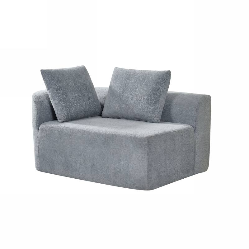 116" Pearl Upholstery Curved Sectional Sofa with Chaise Lounge, High-Density Compressed Sponge Design