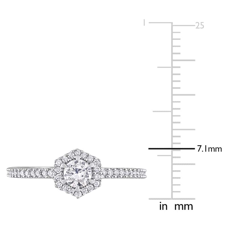 Miadora 14k White Gold 1/2ct TDW Diamond Hexagon Halo Engagement Ring