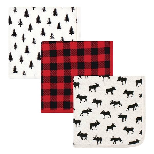 slide 1 of 1, Hudson Baby Infant Boy Quilted Multi-Purpose Swaddle, Receiving, Stroller Blanket, Moose 3-Pack, One Size One Size - Moose 3-Pack