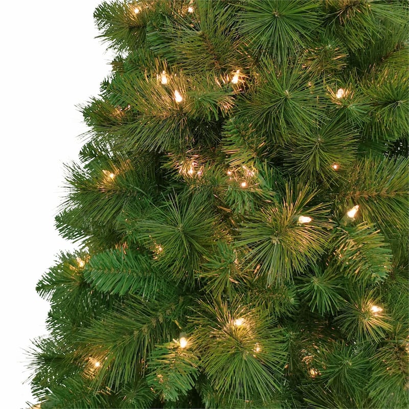 Slim Artificial Half Wall Christmas Tree - 6.5’ - Clear Lights - 6.5 Foot