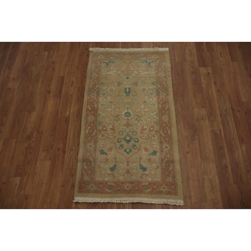 Hand Knotted Oriental 100% Wool Carpet Traditional All-Over Brown Ziegler Area Rug - 3' 7'' X 2' 0''