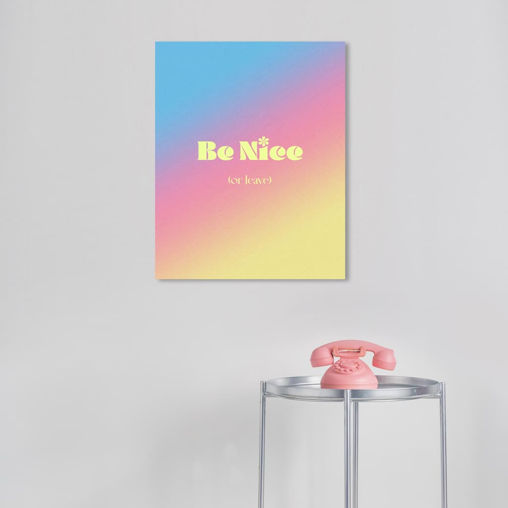 Wynwood Studio Canvas Typography and Quotes Be Nice or Leave Green Tropical Wall Art Canvas Print