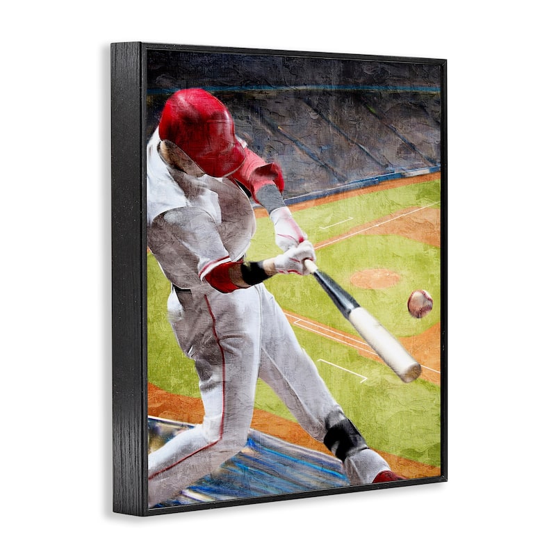 Stupell Athlete Hitting Baseball Framed Giclee Art Design By Kim Allen