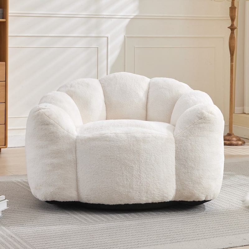 Adult Bean Bag Sofa with Pull Ring can be Easily Moved Suitable for Various Environments Such as Living Room, Bedroom, etc. - White