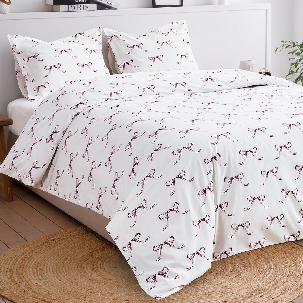 Gentle Ribbons Cotton Duvet Set Rose
