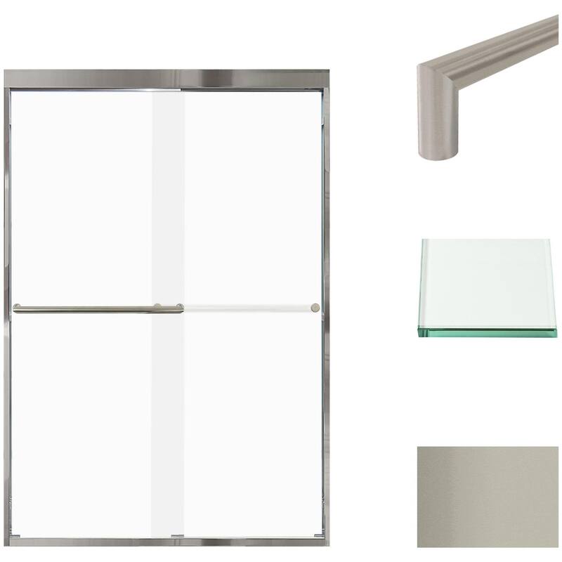 Transolid FBPT487008F-T 70" High x 47" Wide Bypass Frameless Shower - Brushed Stainless
