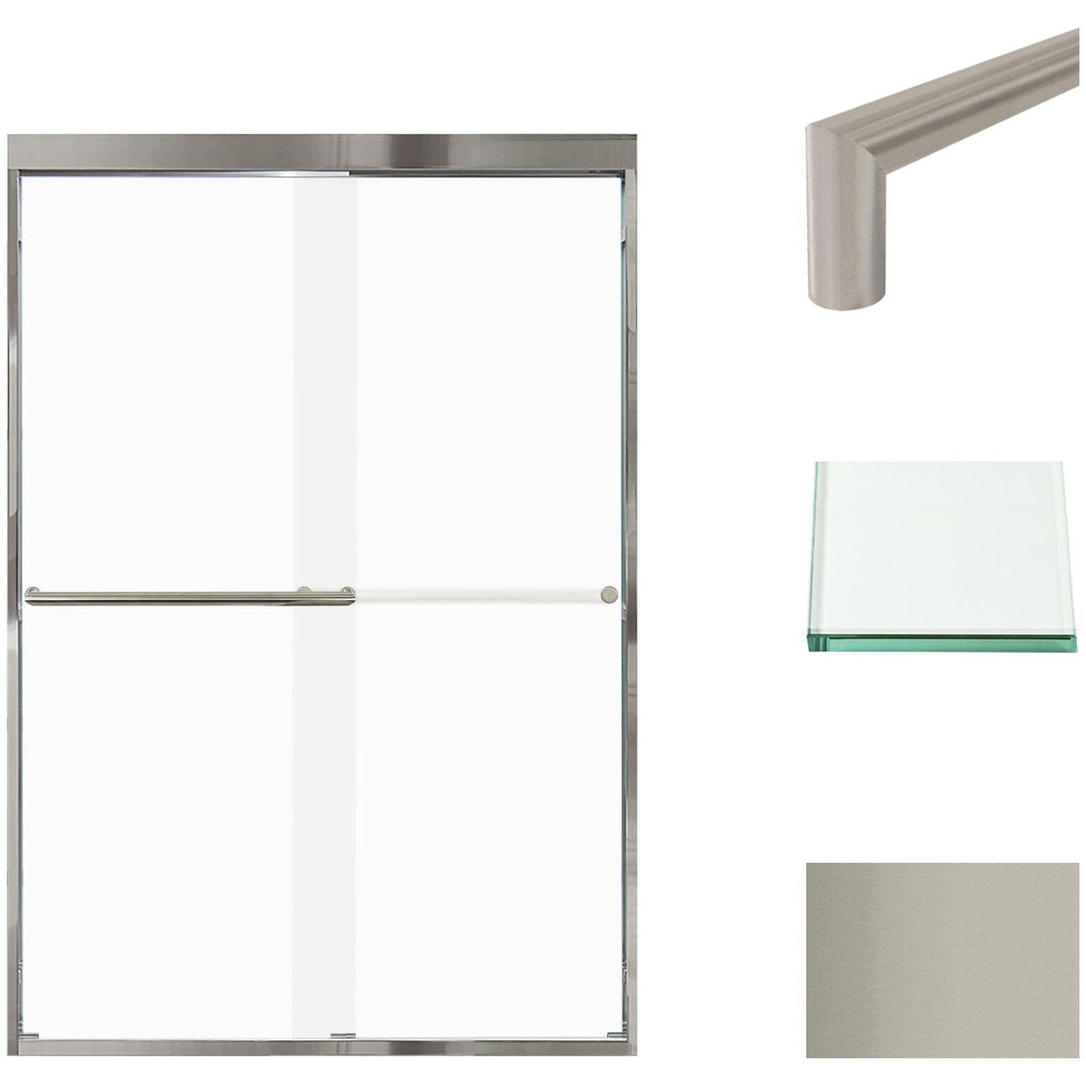 Transolid FBPT487008F-T 70" High x 47" Wide Bypass Frameless Shower