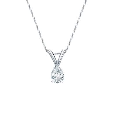 Auriya 14-karat Gold 0.25ctw Pear Solitaire Lab Grown Diamond Necklace V-End (H-I VS) Prong - 0.25