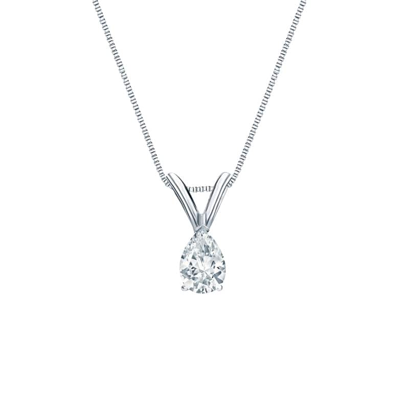Auriya Platinum 0.25ctw Pear Solitaire Lab Grown Diamond Necklace V-End (H-I VS) Prong - 0.25 - 0.25 - 18 Inch - White - White