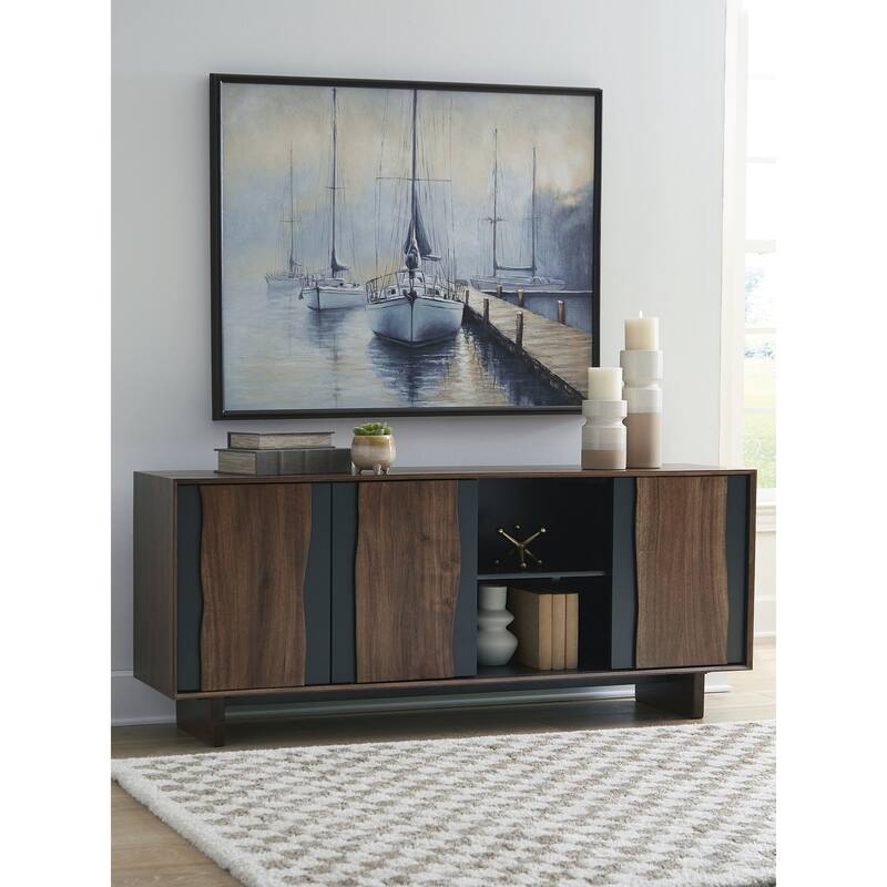 Signature Design by Ashley Welby Brown/Black Accent Cabinet - 71"W x 17"D x 30"H
