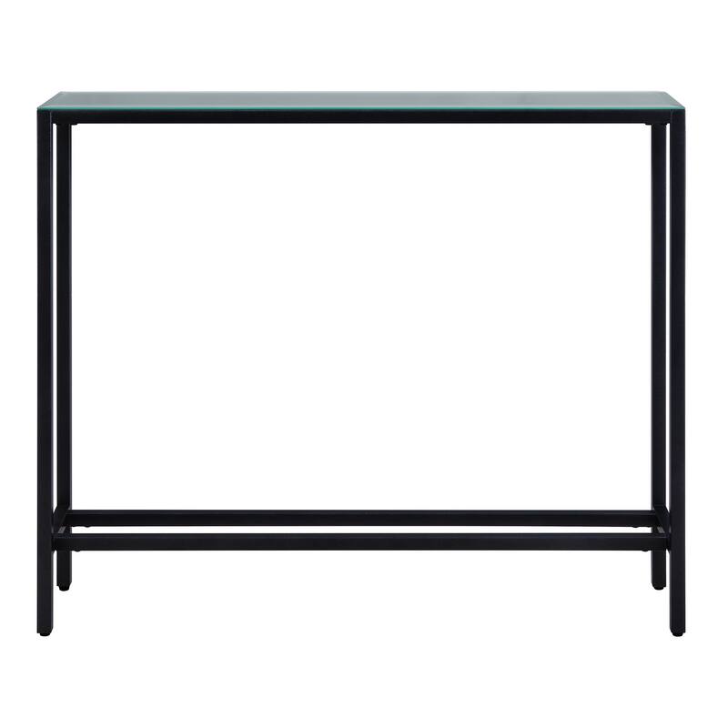 HomeRoots 36" Black Mirrored Glass Console Table - 36.00 in. x 30.00 in. x 8.00 in.