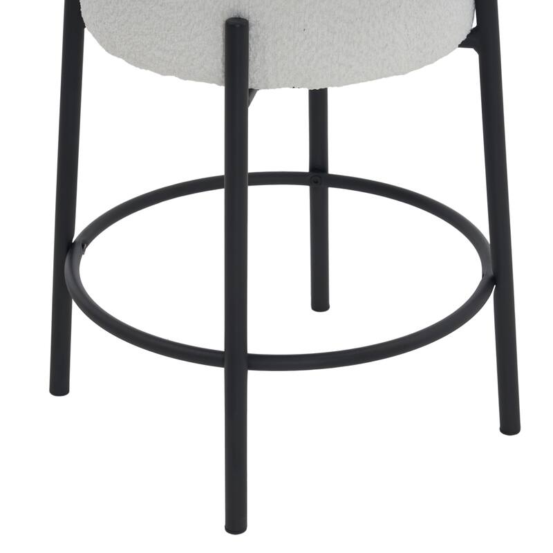 Set of 2 24" Round Bar Stools,Contemporary Upholstered Sturdy Hardware Support Legs