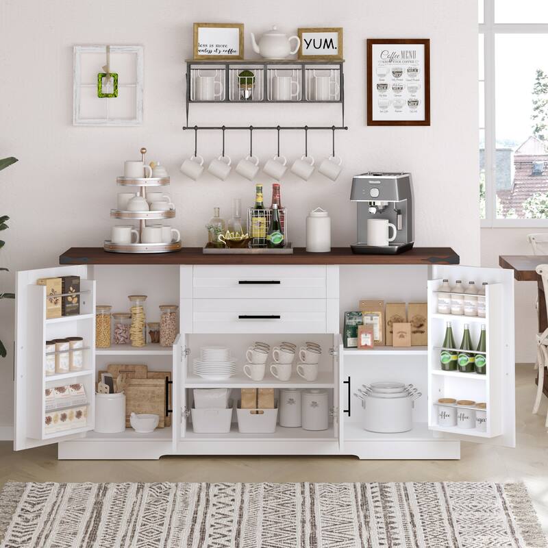 63" Rustic Chic Storage Console - Barn Door Front Cabinet with Dual Drawers & Customizable Shelving System‌