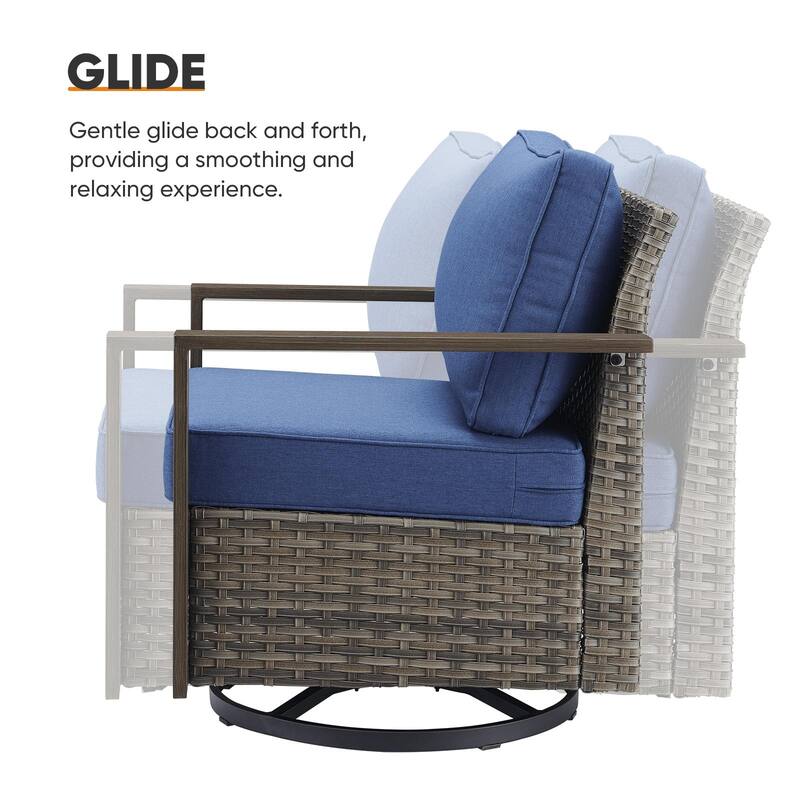 Pocassy Outdoor Sofa Patio Swivel Chair Funiture Set