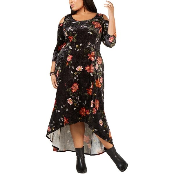 velvet floral maxi dress