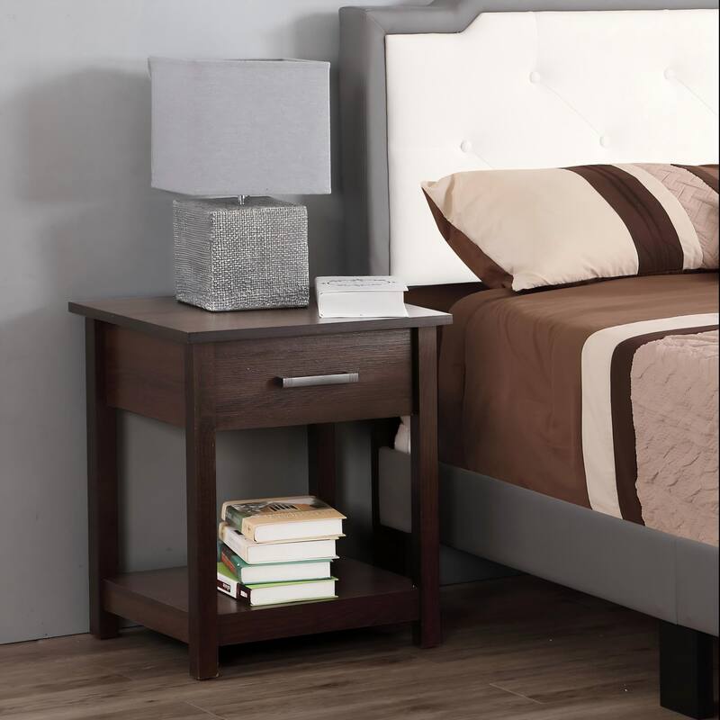 Sleek Contemporary Nightstand in Wenge Finish - Brown