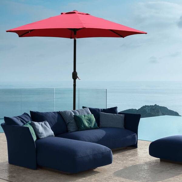abba sunbrella patio umbrella 9FT Lyon Outdoor Patio Outdoor Table Umbrella with Push Button Tilt and Crank Market Umbrella 8 Sturdy Ribs UV Protection Waterproof for Garden Deck Backyard Pool, Black & NEBO SE REDLINE 5615 coated steel pole Color:CELADON TOMATO PICNIC related_to_114245