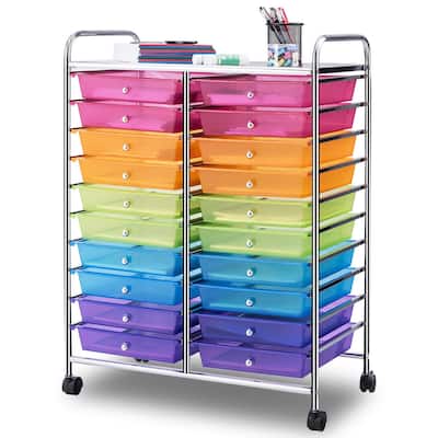 Gymax Office Rolling Cart 20 Storage Drawers Scrapbook Paper Studio