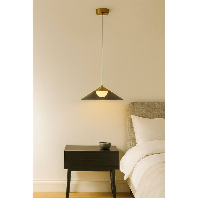1-Light Antique Gold Single Pendant With A Smoke Acrylic Shade