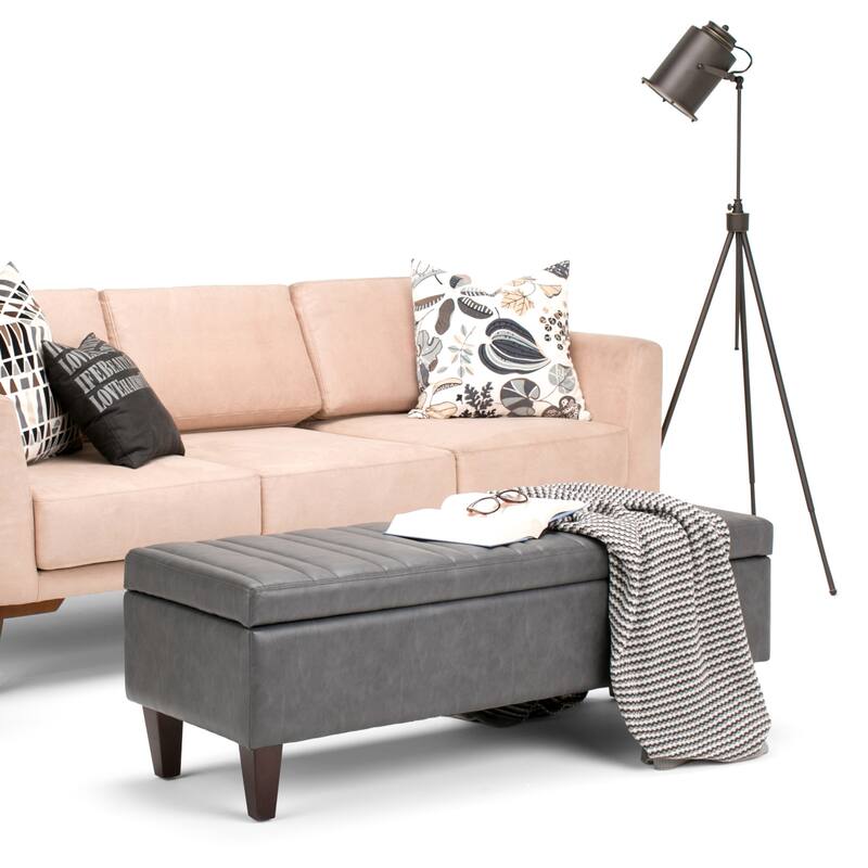 WYNDENHALL Garret 48 inch Wide Contemporary Rectangle Storage Ottoman