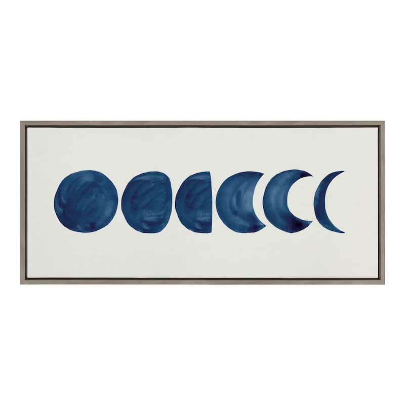 Kate and Laurel Sylvie Moon Framed Canvas by Teju Reval of SnazzyHues - 18x40 - Plastic - Grey