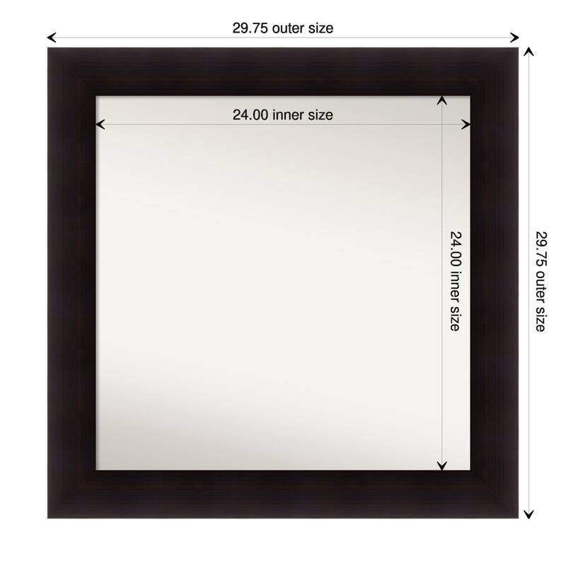 Portico Espresso Framed Non-Beveled Custom Wall Mirror, Bathroom Vanity Mirror - Outer Size: 29.75 x 29.75
