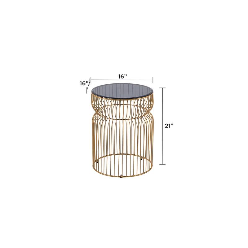 Modern Contemporary Metal Nested Base And Tinted Tempered Glass Top Material Round Coffee Table