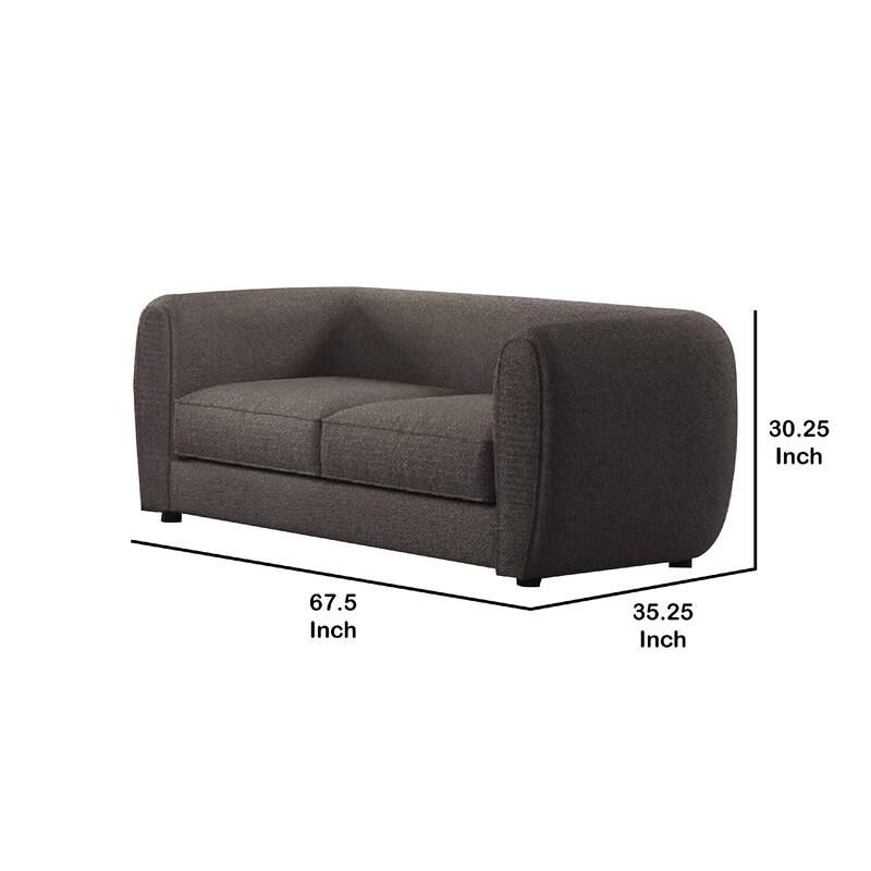 Dly Retro Loveseat, Gray Boucle Seat, Welt Trim, 68 Inch Tuxedo Style