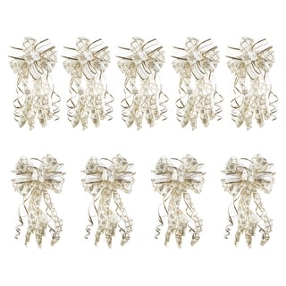 Glitzhome Set of 9 32 quot L Christmas Snowflake Ribbon Bow Ornament Tree