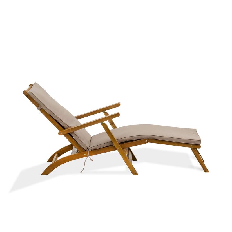 East West Furniture Salinas Patio Chaise Lounge - Outdoor Acacia Wood Sun lounger Chair for Poolside, Deck, Lawn, Natural Oil